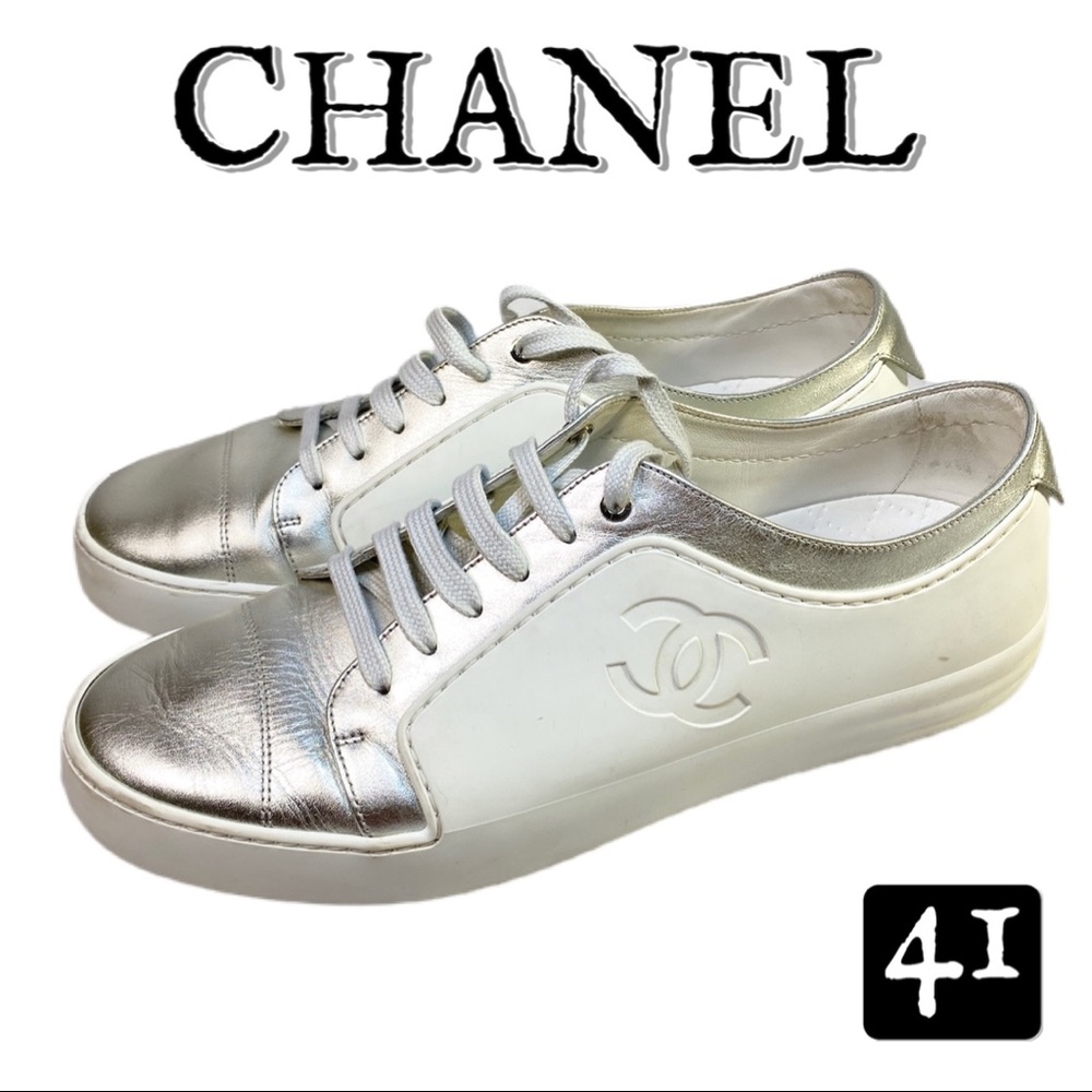 Chanel Leather Two Tone Sneakers 41